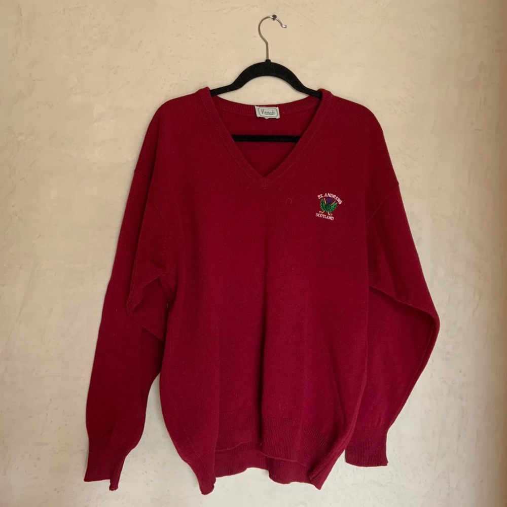 🍓✨ Vintage Maroon Oversized Sweater ✨🍓